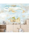 Children's Wallpaper - Flying whale and ship | FEEBY