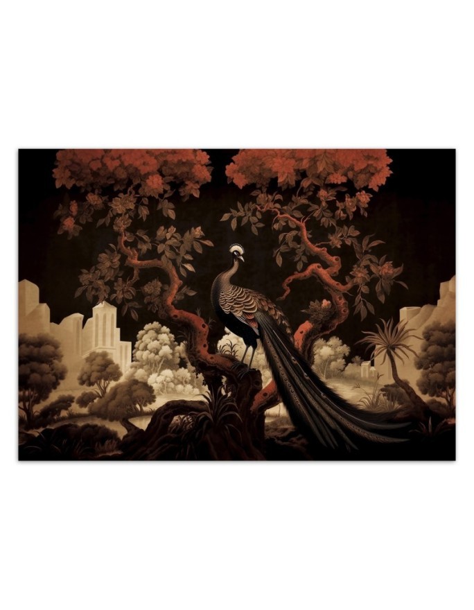 Photo wallpaper for living room - Peacock Animal Tree | FEEBY