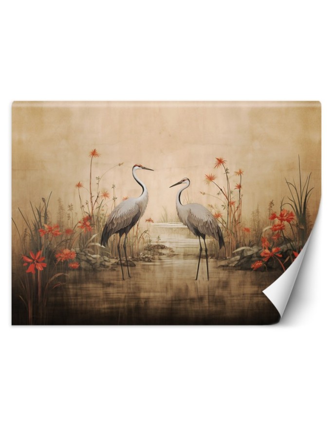 Wall mural Cranes on the lake