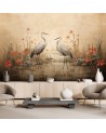 Photo wallpaper for living room - Cranes on the lake | FEEBY