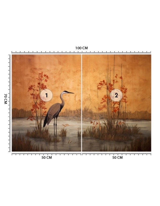 Photo wallpaper for living room - Oriental crane | FEEBY