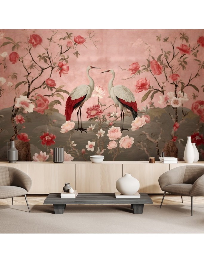 Wall mural - Flowers and birds Chinoiserie | FEEBY