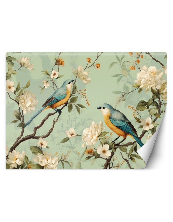 Oriental wall mural - Birds Flowers Chinoiserie | FEEBY