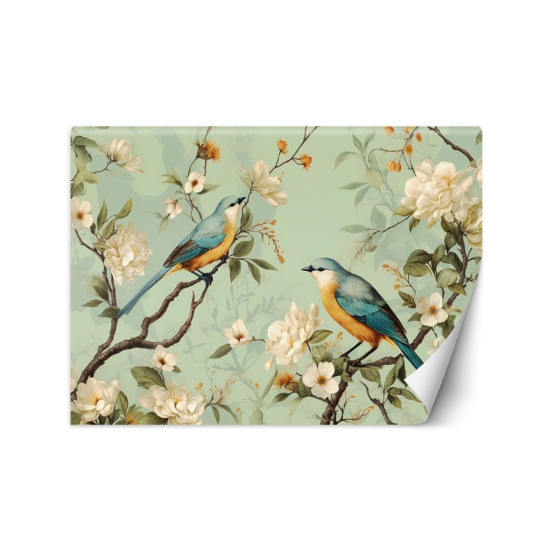 Oriental wall mural - Birds Flowers Chinoiserie | FEEBY