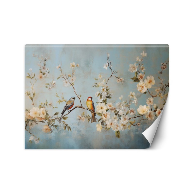 Wall photo wall mural - Birds on a branch Chinoiserie | FEEBY