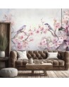 Stylish wall mural - Shabby Chic birds and flowers | FEEBY
