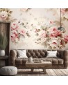 Photo wallpaper for living room - Shabby Chic roses | FEEBY