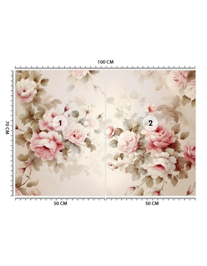 Photo wallpaper for living room - Shabby Chic roses | FEEBY