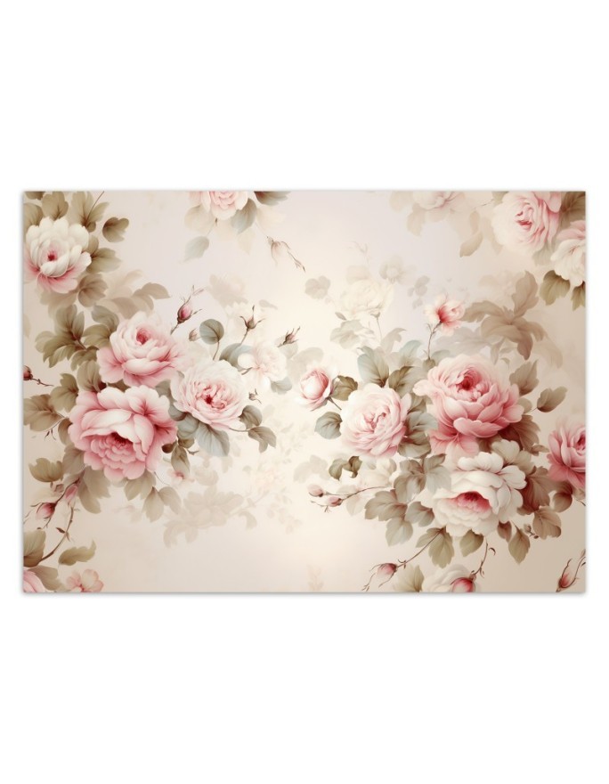 Photo wallpaper for living room - Shabby Chic roses | FEEBY