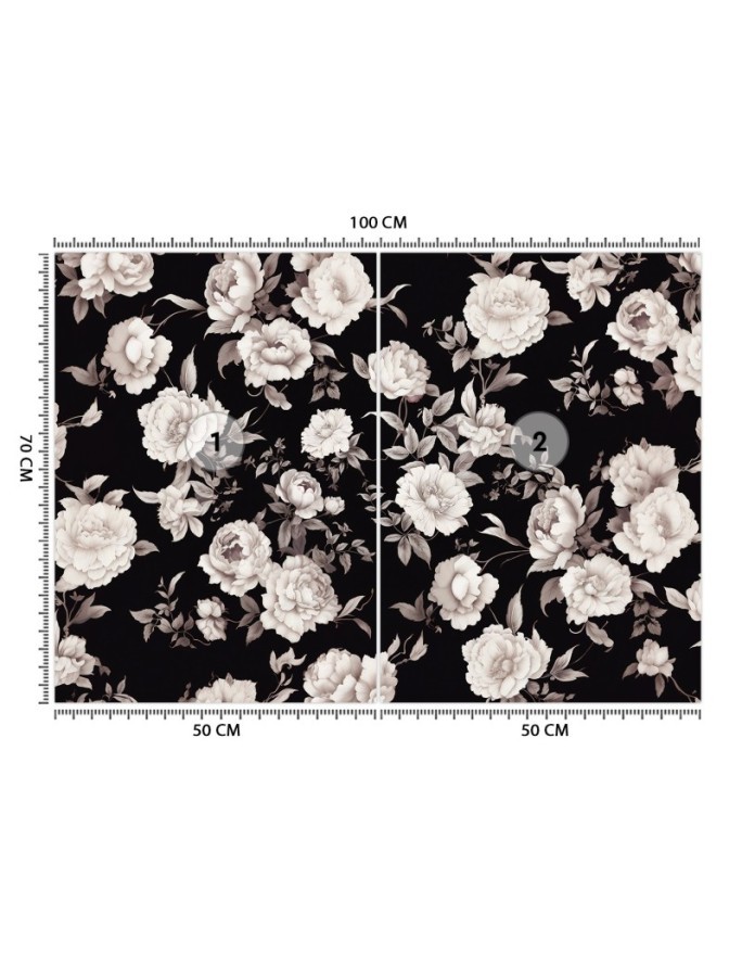 Photo wallpaper for living room - Black and white flowers | FEEBY
