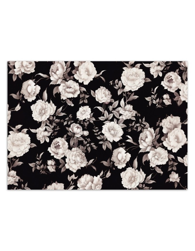 Photo wallpaper for living room - Black and white flowers | FEEBY