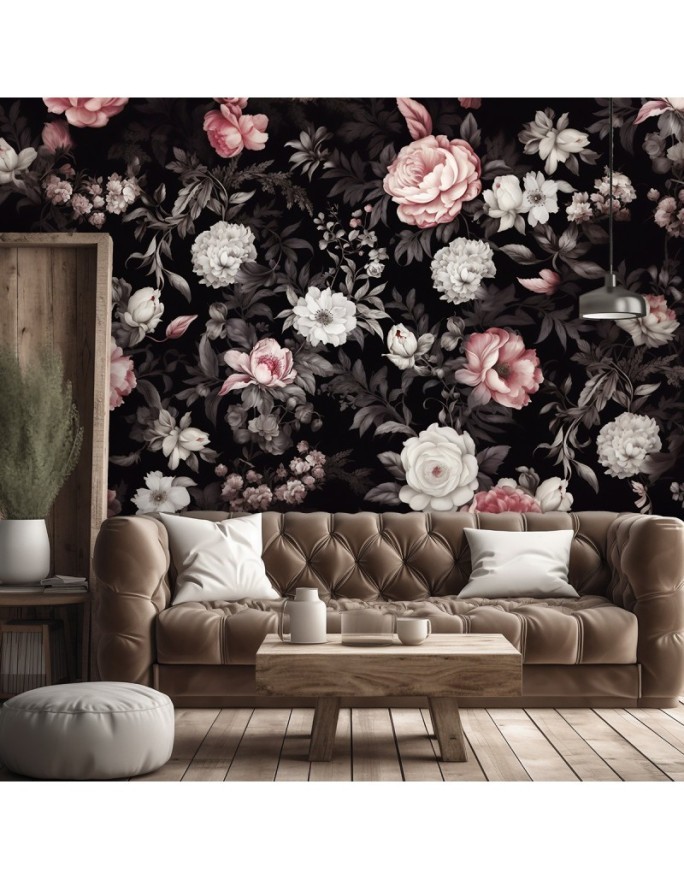 Photo wallpaper for living room - Peony Roses Flowers | FEEBY