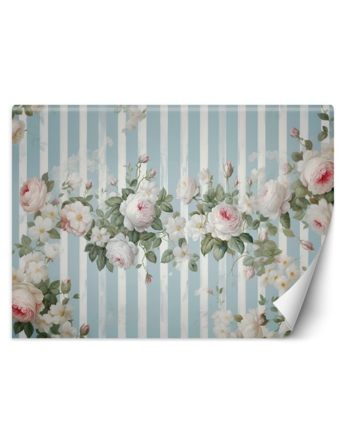 Wall mural shabby chic - White vintage flowers | FEEBY