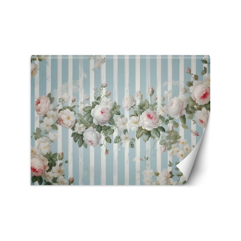 Wall mural shabby chic - White vintage flowers | FEEBY