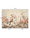 Wallpaper for living room - Bird on a branch and flowers | FEEBY