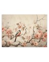Wallpaper for living room - Bird on a branch and flowers | FEEBY