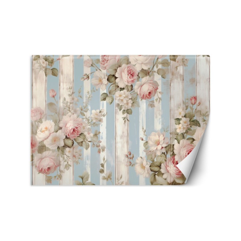 Photo wallpaper for living room - Shabby Chic flowers | FEEBY