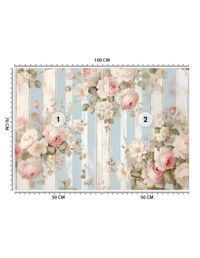 Photo wallpaper for living room - Shabby Chic flowers | FEEBY