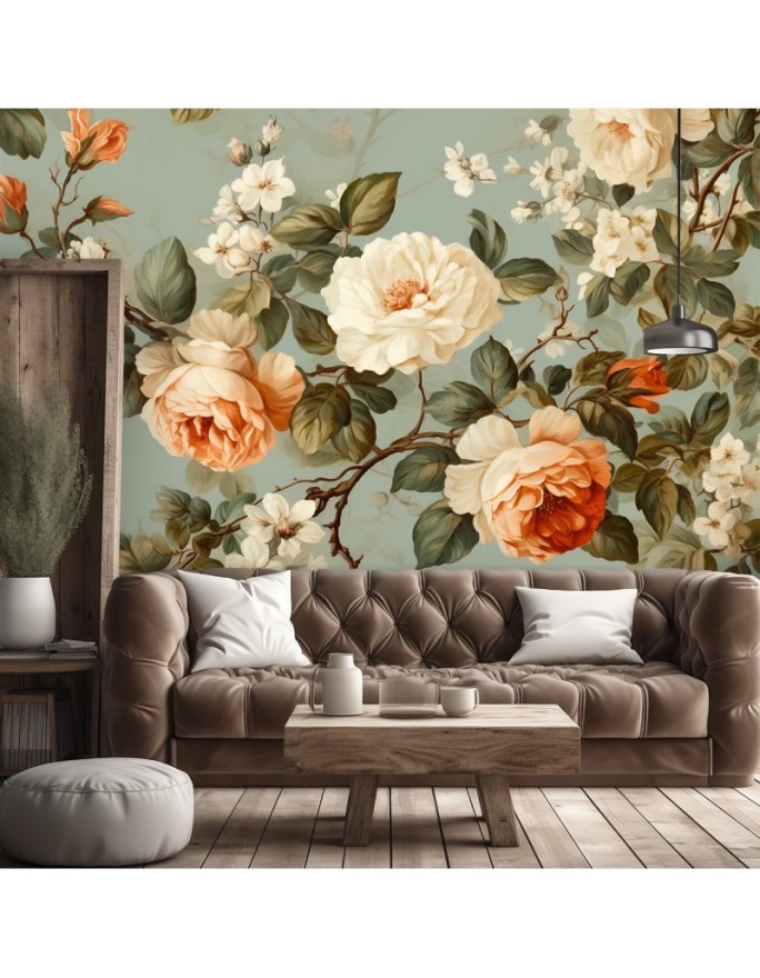 Wall mural shabby chic - Roses flower bouquet | FEEBY