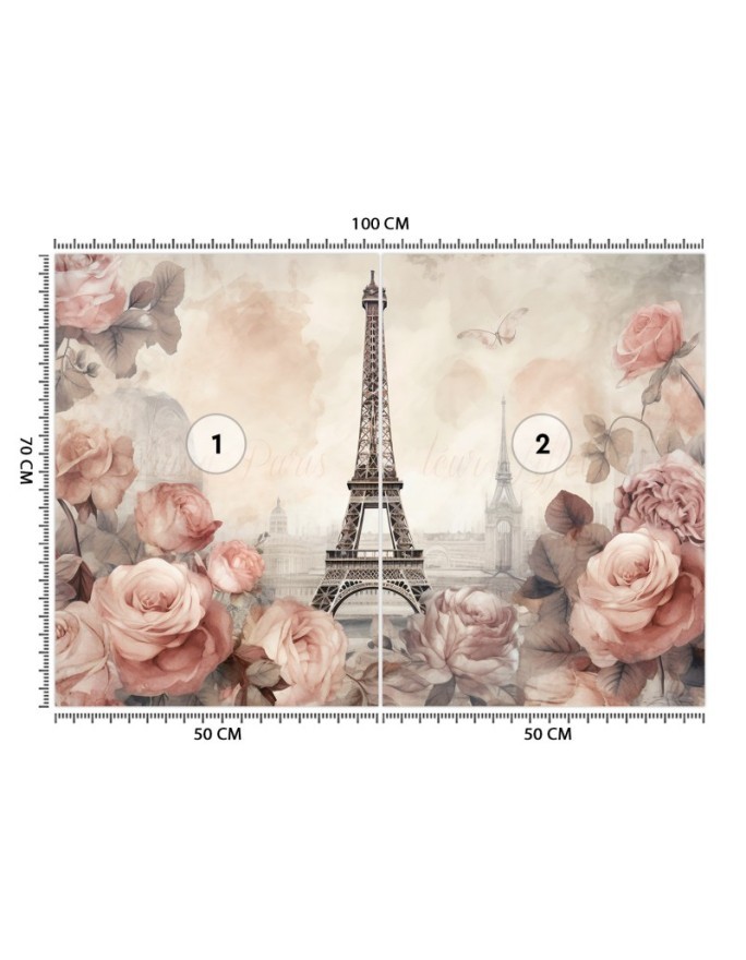 Paris photo wall mural - Shabby Chic Eiffel Tower | FEEBY