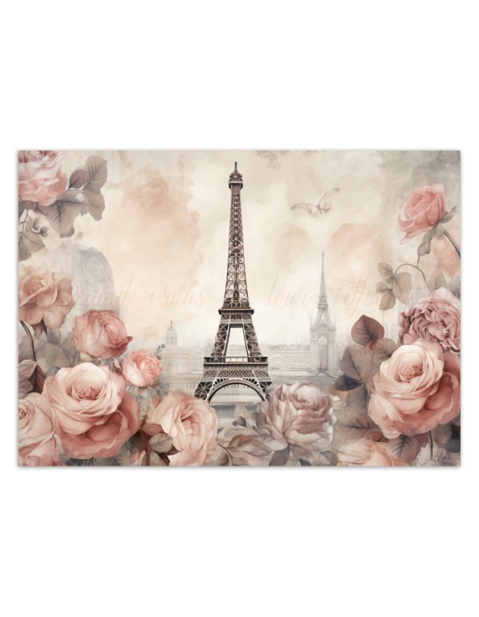 Paris photo wall mural - Shabby Chic Eiffel Tower | FEEBY