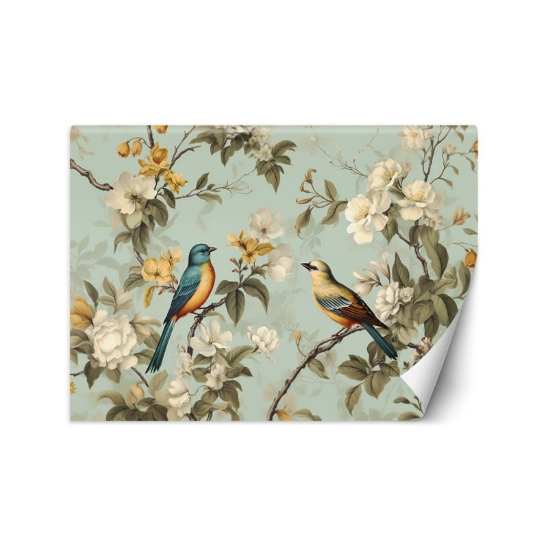 Photo wallpaper for living room - Bird on a branch | FEEBY