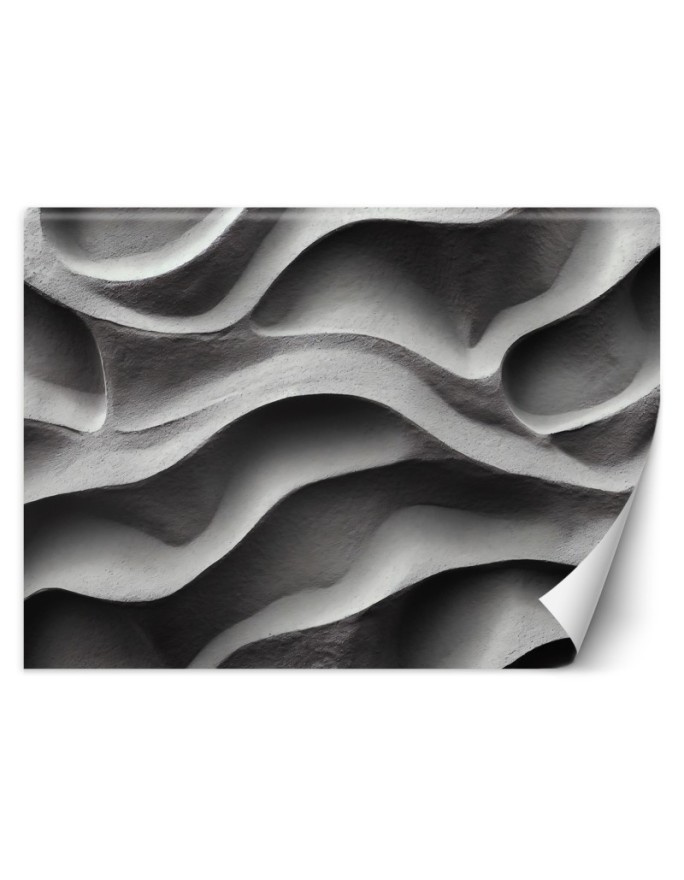 Space enlarging wall mural - 3D concrete waves | FEEBY