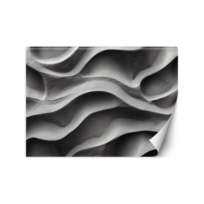Space enlarging wall mural - 3D concrete waves | FEEBY
