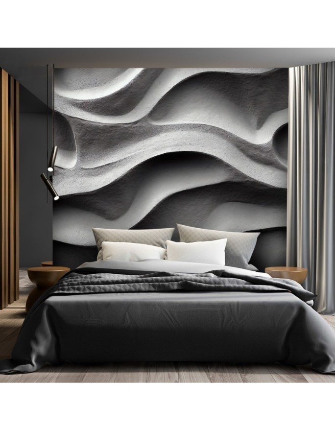 Space enlarging wall mural - 3D concrete waves | FEEBY