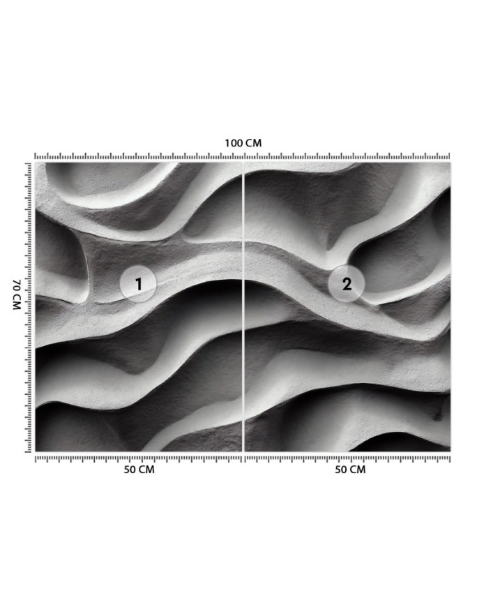 Space enlarging wall mural - 3D concrete waves | FEEBY