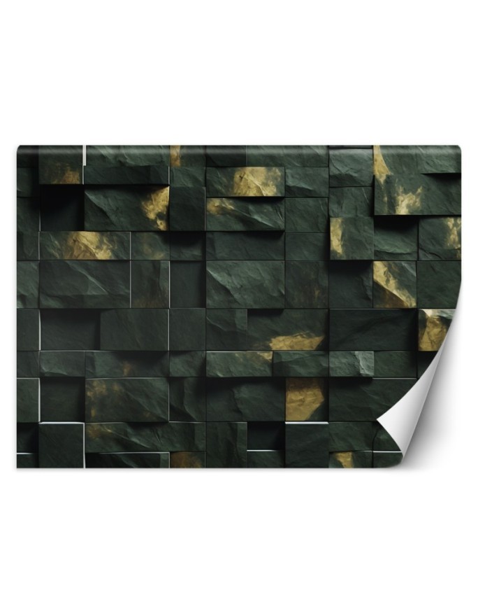 Modern wall mural - Green mosaic cube 3D | FEEBY