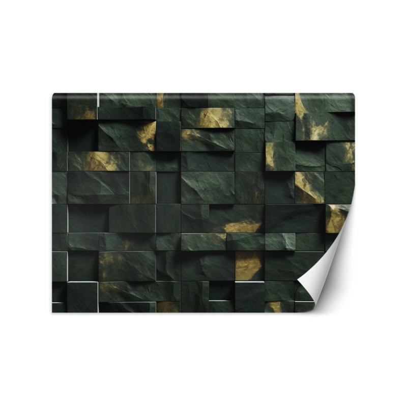 Modern wall mural - Green mosaic cube 3D | FEEBY