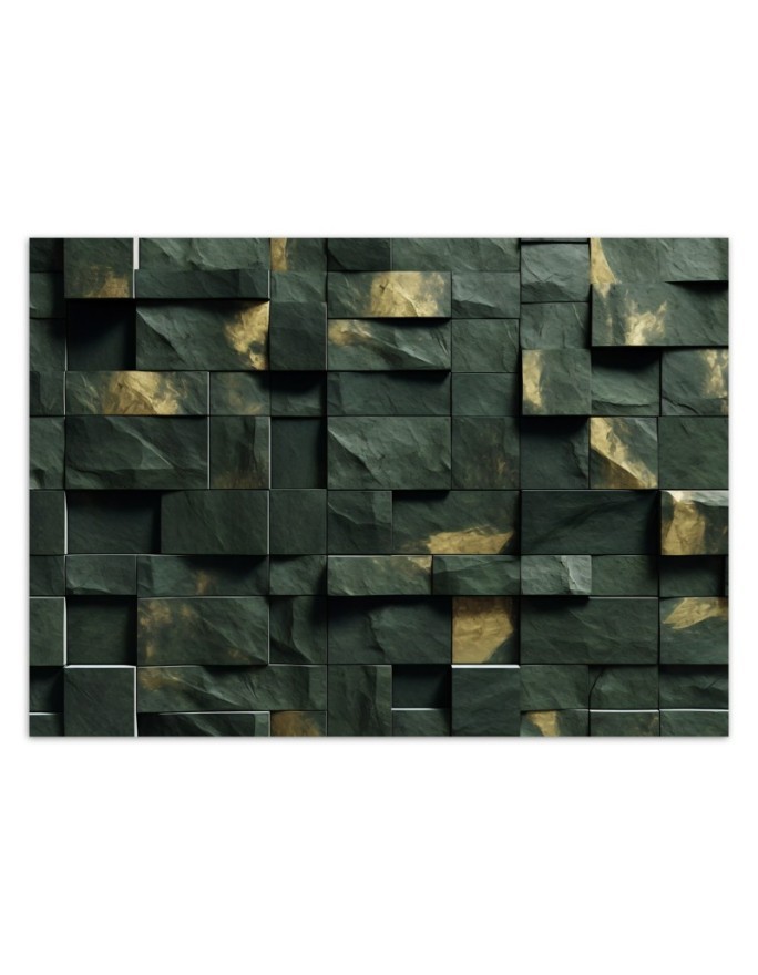 Modern wall mural - Green mosaic cube 3D | FEEBY
