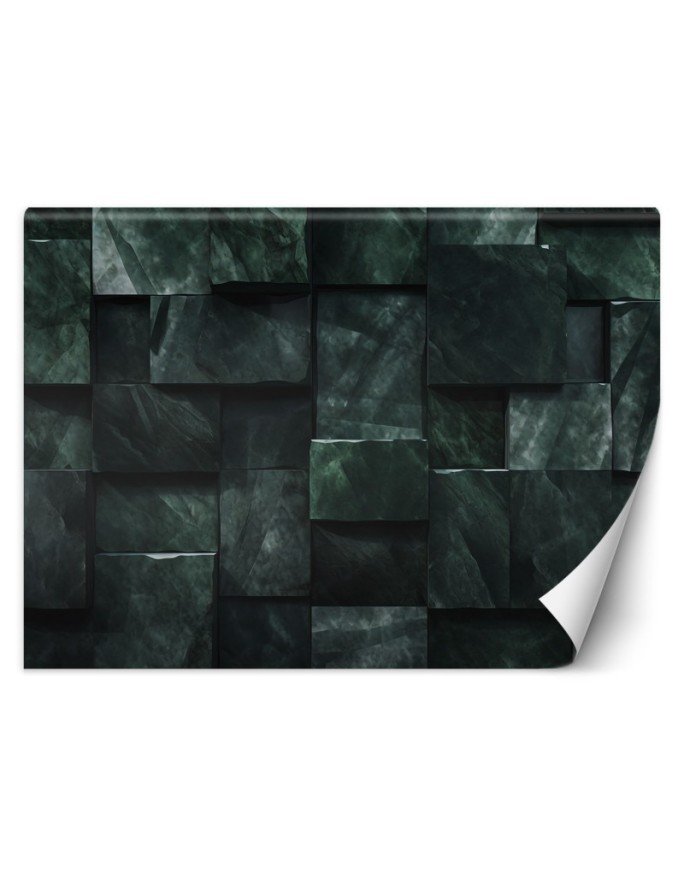 Spatial wall mural - Green shapes abstract 3D | FEEBY
