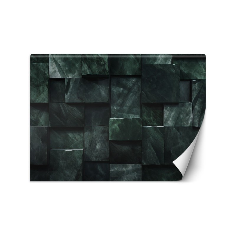 Spatial wall mural - Green shapes abstract 3D | FEEBY