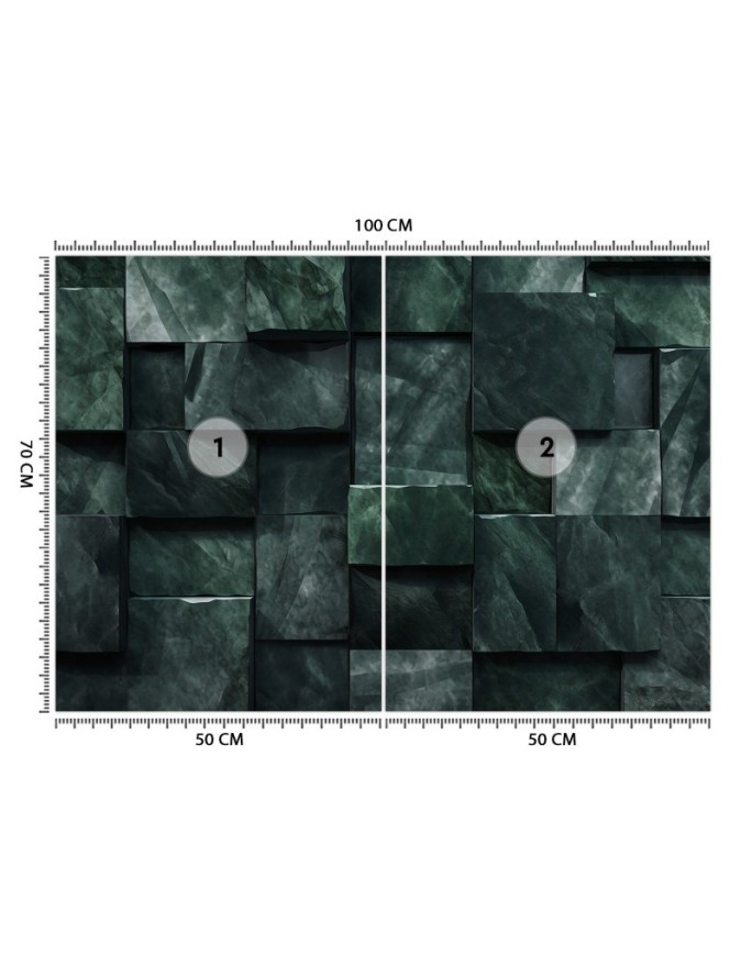 Spatial wall mural - Green shapes abstract 3D | FEEBY