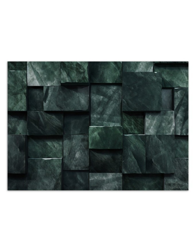 Spatial wall mural - Green shapes abstract 3D | FEEBY