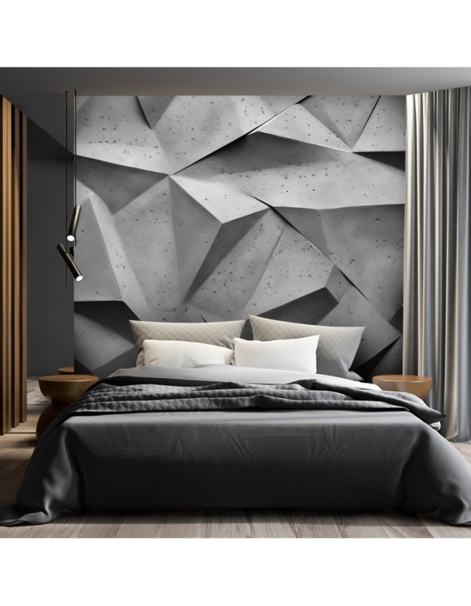 Photo wallpaper for bedroom - Abstract gray shapes 3D | FEEBY