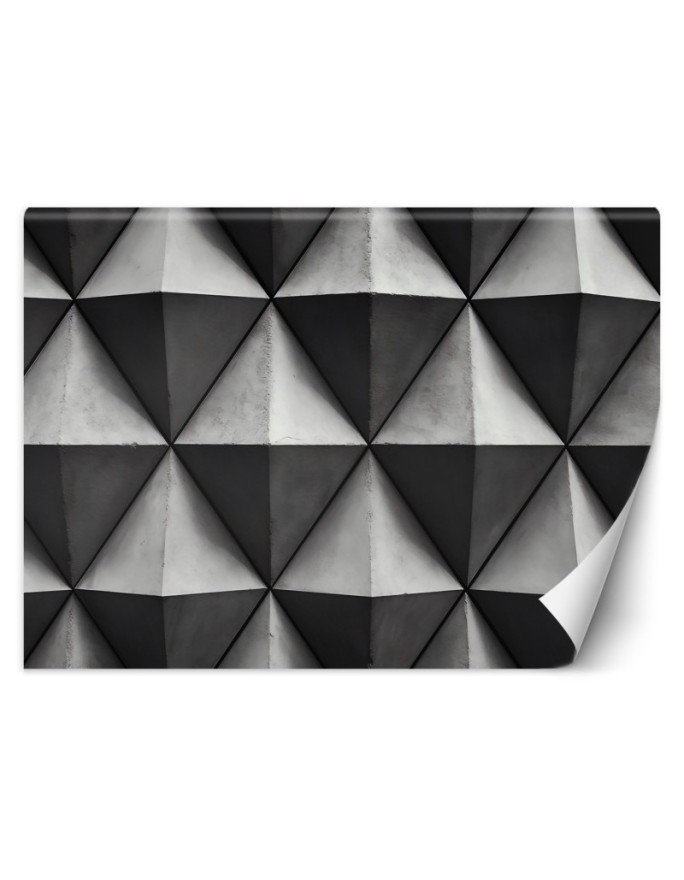 Wall mural with depth effect - Grey geometric triangles 3D | FEEBY