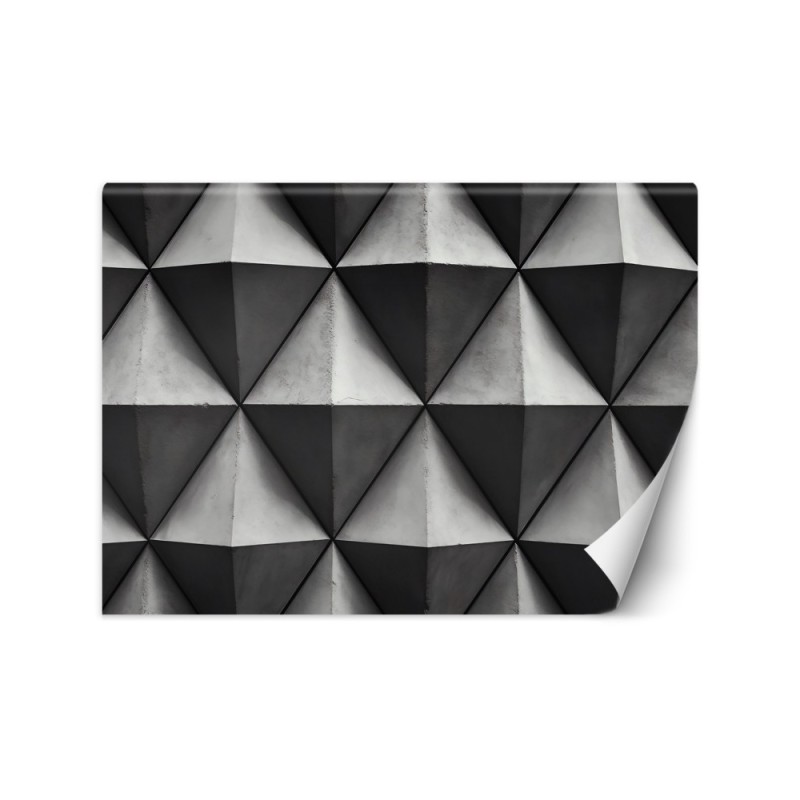 Wall mural with depth effect - Grey geometric triangles 3D | FEEBY