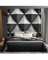 Wall mural with depth effect - Grey geometric triangles 3D | FEEBY