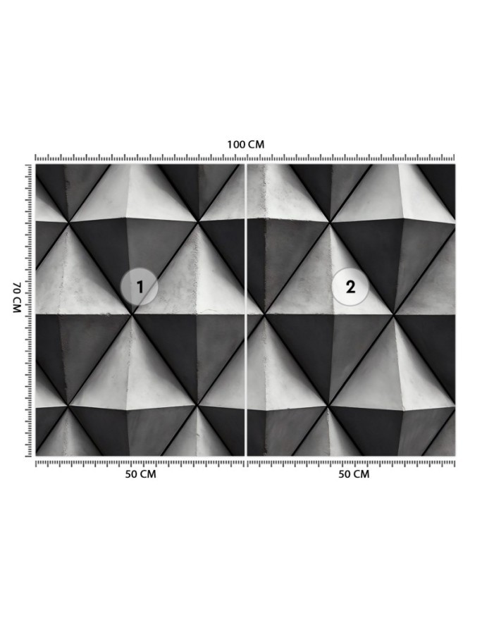 Wall mural with depth effect - Grey geometric triangles 3D | FEEBY