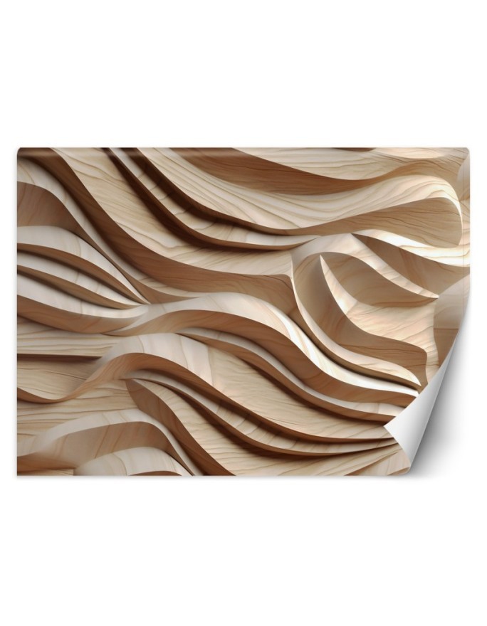 Decorative wall mural - Waves beige abstract 3D | FEEBY