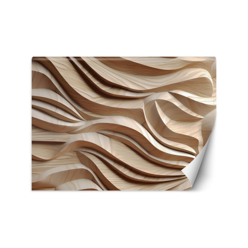 Decorative wall mural - Waves beige abstract 3D | FEEBY