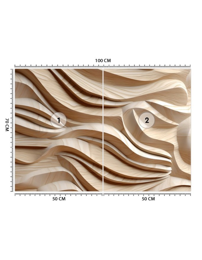 Decorative wall mural - Waves beige abstract 3D | FEEBY