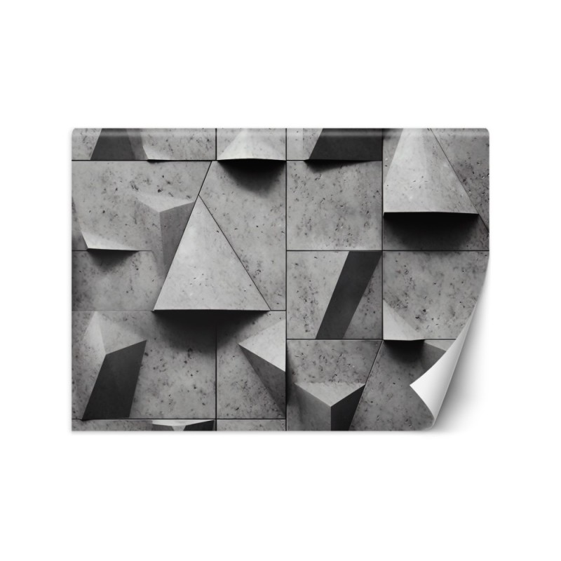 Photo wallpaper for living room - Geometric shapes concrete 3D | FEEBY