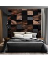 Photo wallpaper for living room - Wood mosaic cube 3D | FEEBY