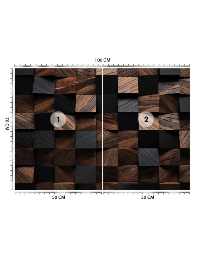 Photo wallpaper for living room - Wood mosaic cube 3D | FEEBY