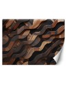 Photo wallpaper with textures - Brown wood waves abstract 3D | FEEBY