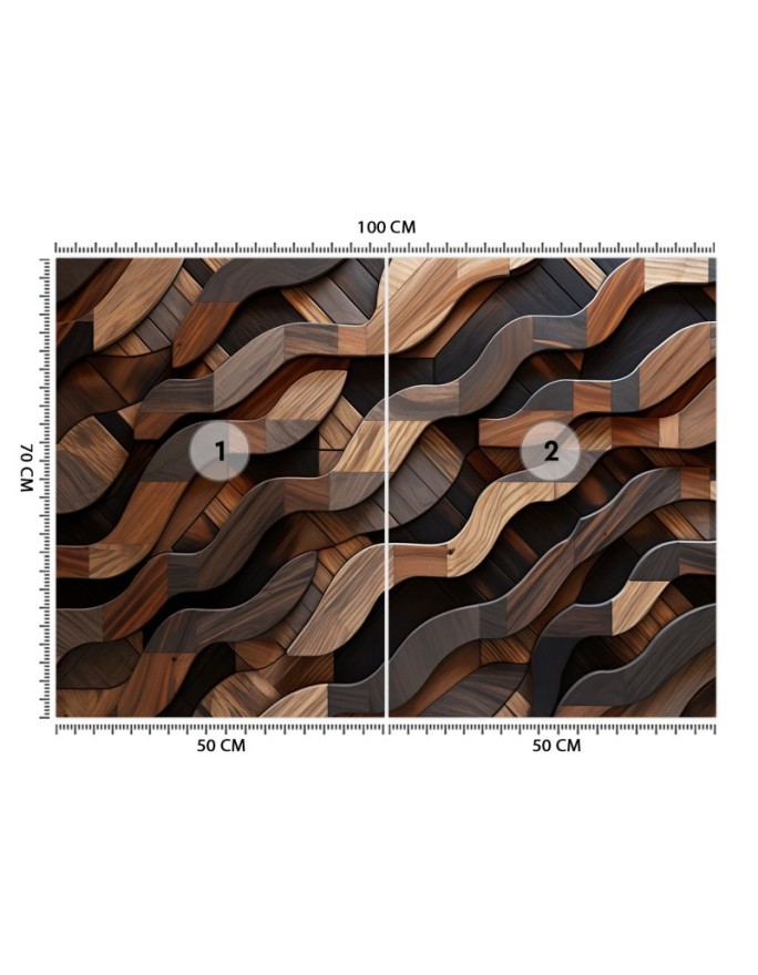 Photo wallpaper with textures - Brown wood waves abstract 3D | FEEBY